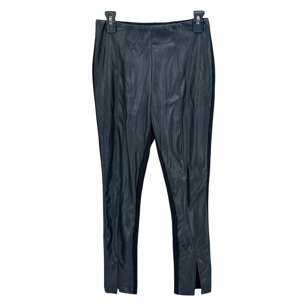 Calvin Klein Pants Womens XS Black Vegan Leather Ankle Slits Witchy Grungeโ Goth